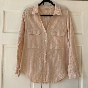 Roller Rabbit Striped Gauzy Button Down Shirt Lightweight Top Spring‎ Size Large